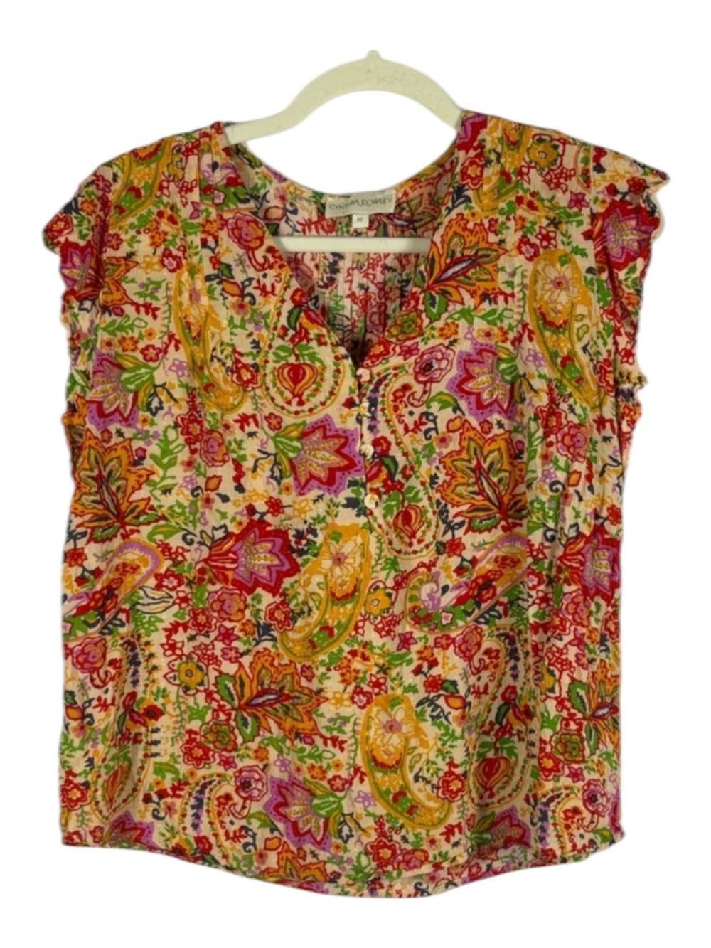 Cynthia Rowley Top Floral Paisley Colorful- M